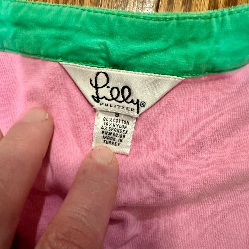 Lilly Pulitzer Pink Coverup Dress with Green Trim - Picture 3 of 5